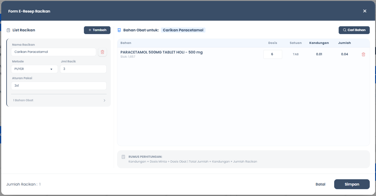 Form E-Resep Racikan