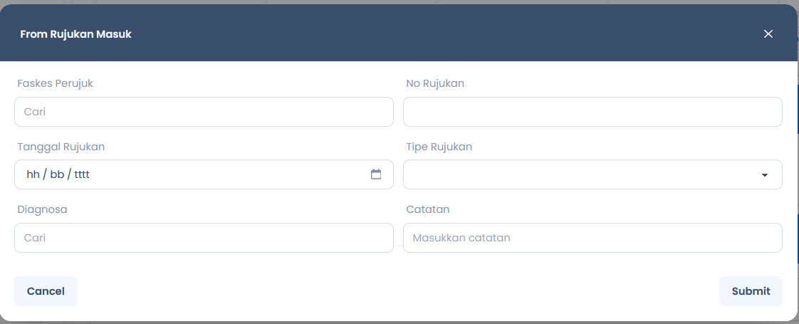 Form Input Rujukan Lengkap