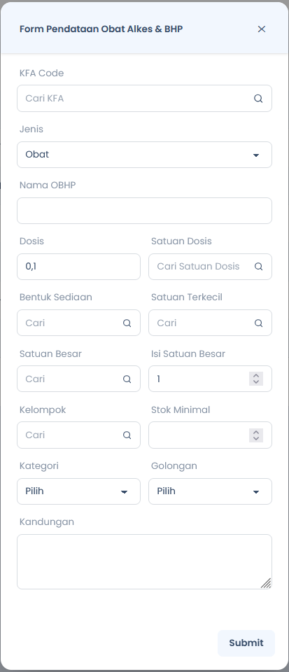 Form Pendataan OBHP