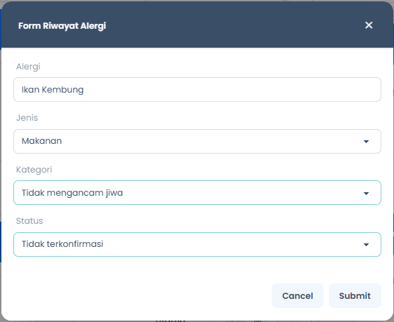 Form Riwayat Alergi