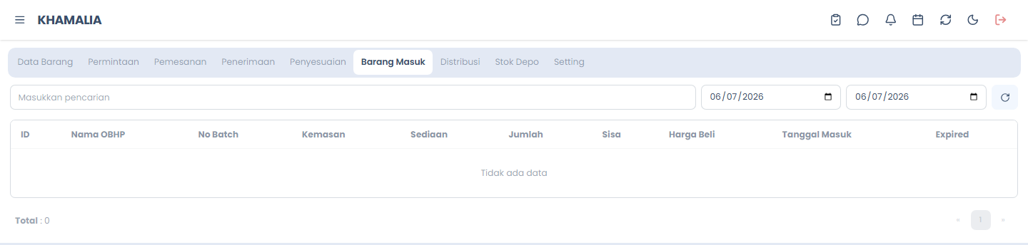 Daftar Barang Masuk
