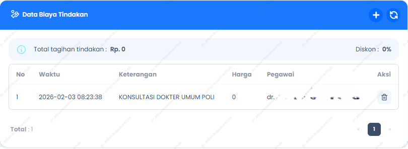 List Tindakan