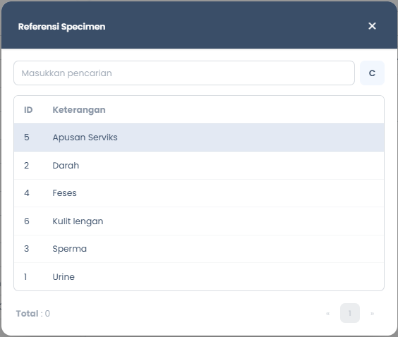 Referensi Specimen