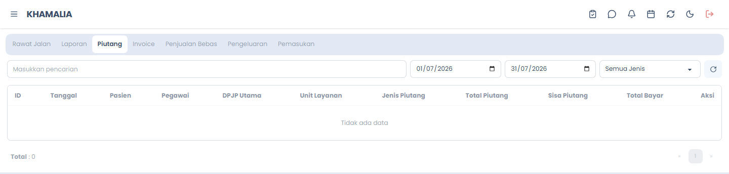 Daftar Piutang Kasir