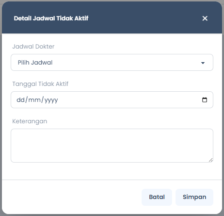 Form Tambah Ketidakhadiran